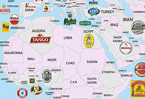 非洲北部啤酒分布地图