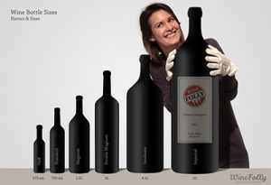 不同尺寸的葡萄酒瓶