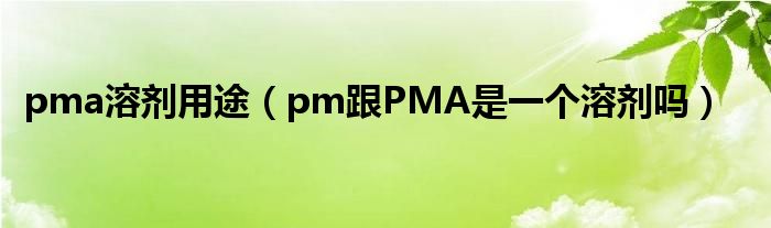 pma溶剂用途（pm跟PMA是一个溶剂吗）