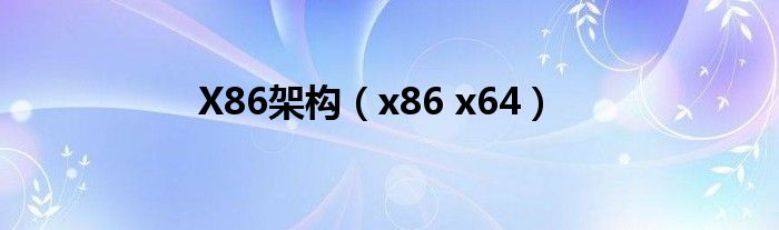 X86架构（x86 x64）