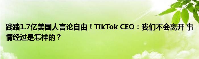 践踏1.7亿美国人言论自由！TikTok CEO：我们不会离开 事情经过是怎样的？